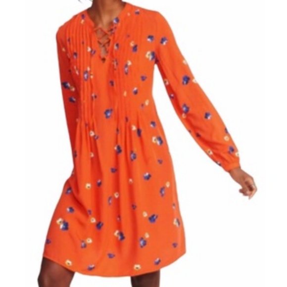 Old Navy Orange Floral Print Long Sleeve V Neck S - Picture 4 of 7